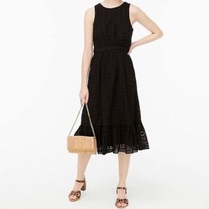 Jcrew Midi Black Eyelet Fit & Flare Dress | Black Sleeveless Dress